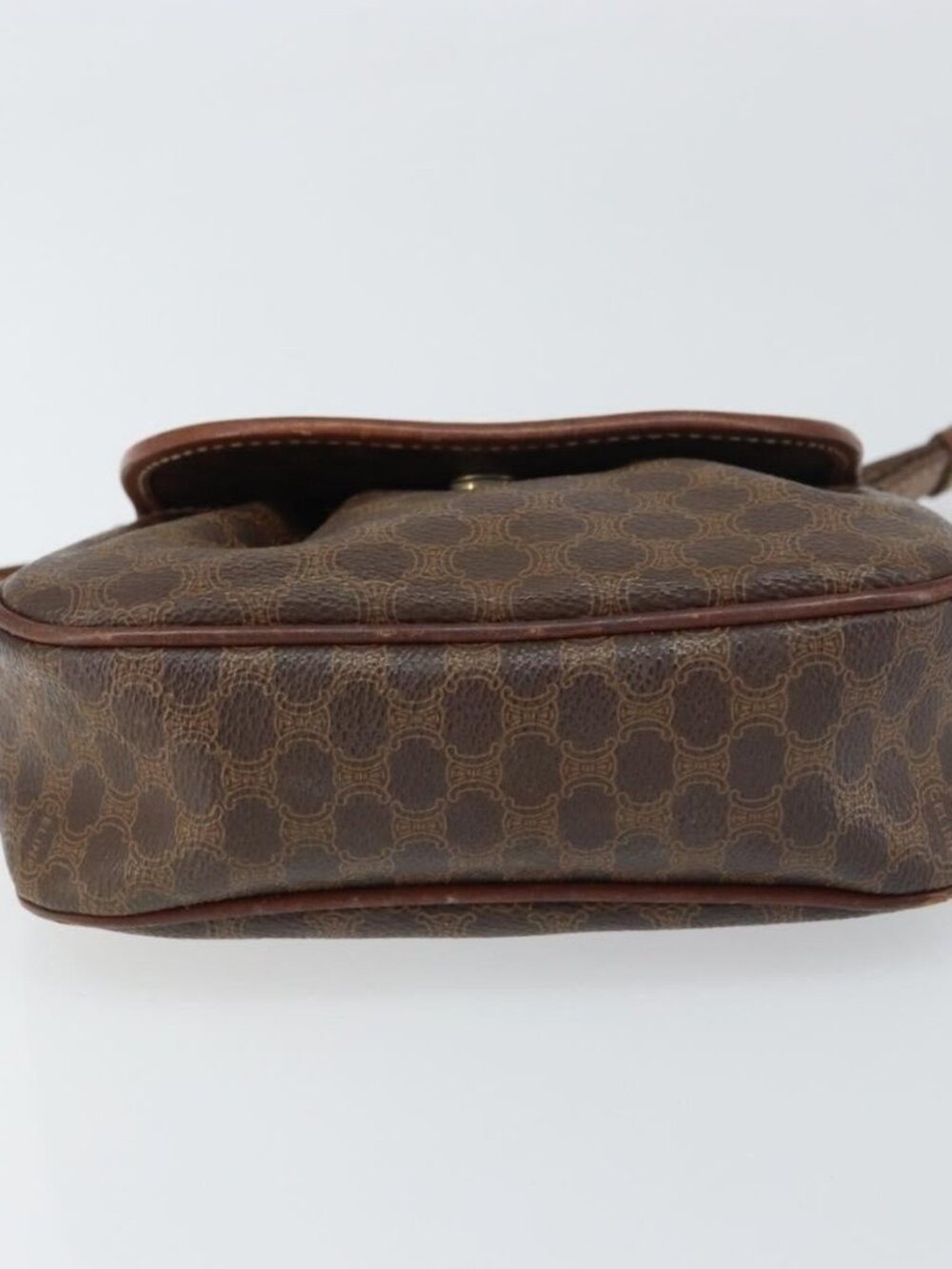 Authentic CELINE Macadam Canvas Shoulder Bag PVC Leather Brown Gold - Picture 12 of 16